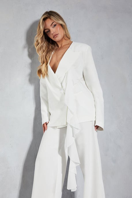 Tailored Mesh Frill Detail Structured Blazer - Image 4