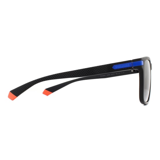 Polaroid Rectangle Mens Matte Black Blue Grey Polarized Sunglasses