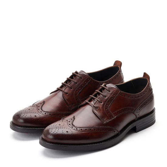 Base London Mens Cooper Washed Brown Leather Brogue Shoes
