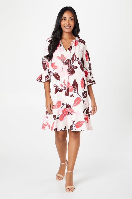 Petite Floral Print Ruffle Hem Shift Dress