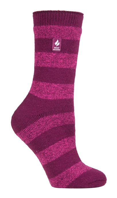 Heat Holders Lite - Isolerade termosockor för kvinnor | flera mönster inklusive argyle ränder hjärtan stjärnor | varma strumpor för vintern - Deep Fuchsia / Berry (Bologna) - Image 1
