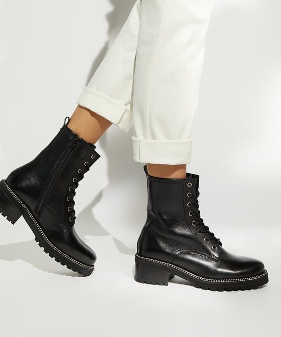 Dune Ladies Chain-Detail Combat Boots PAYDEN