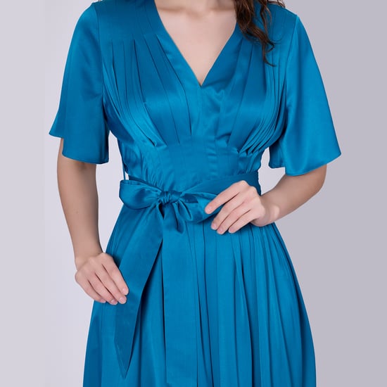 Multi pleats satin gown