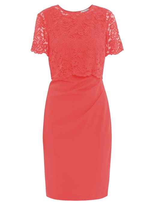 Kora Moss Crepe Dress Lace Overtop