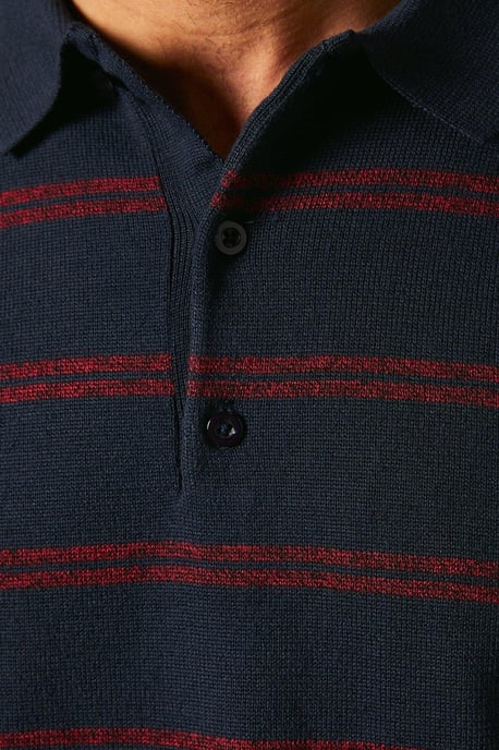 Stripe Long Sleeve Knitted Polo