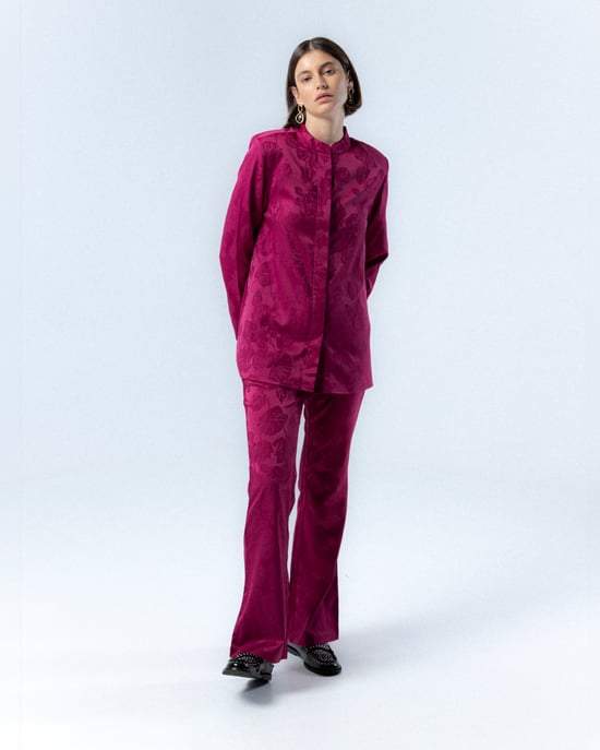 Fuchsia Jacquard Veronica Pants