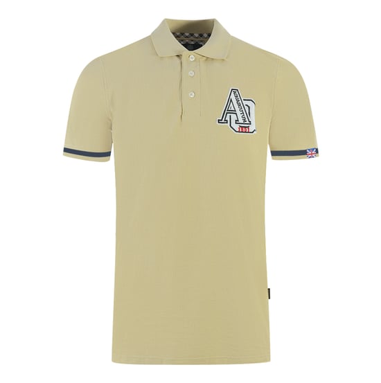Aquascutum AQ 1851 Pikétröja med broderad kant i beige - Image 1