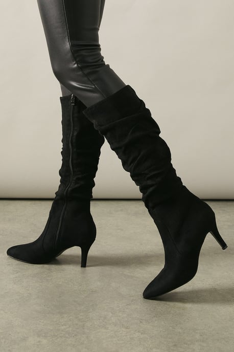 Wallis Burgundy Knee High Boots Womens Day To Night Boots - Image 2