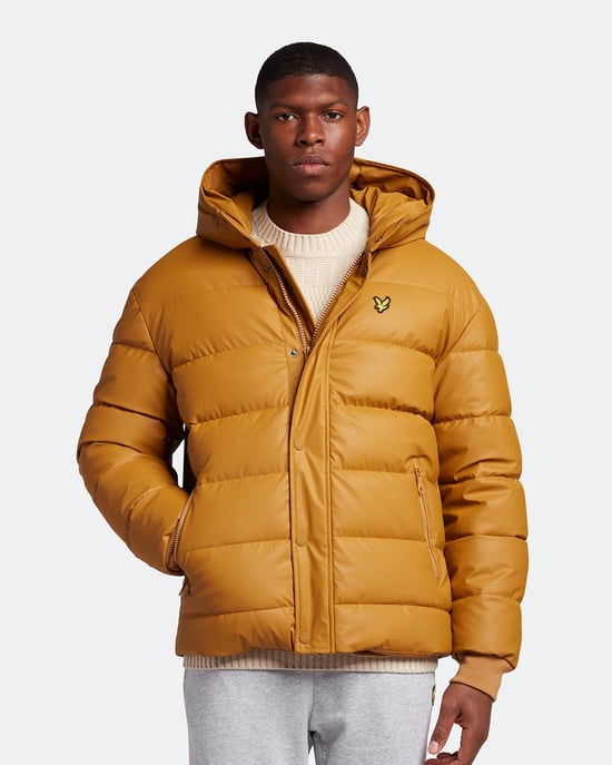 Lyle & Scott Rubberised Puffer Jacket in Mustard - Image 1