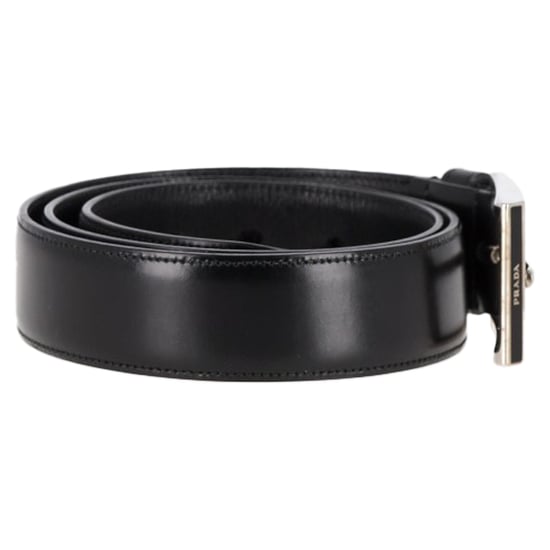 Prada Logo Buckled Belt in Black Leather - Image 2