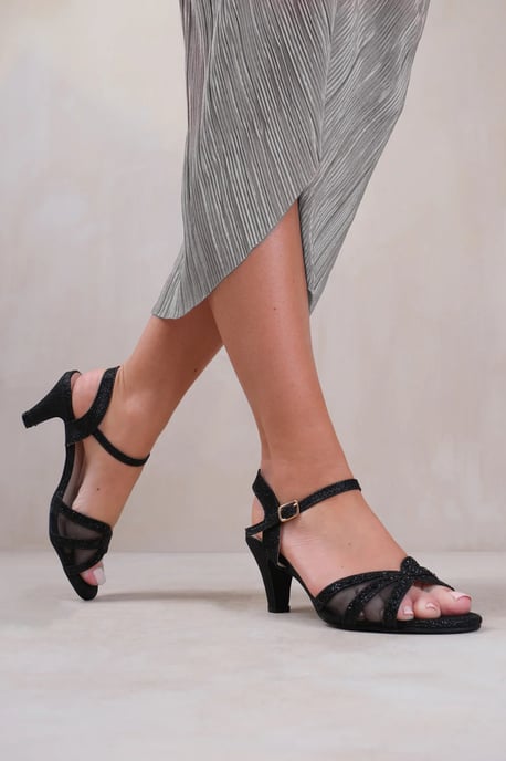 Wheres That From Womens 'Jillian' Wide Fit Diamante Mesh Strappy Heel