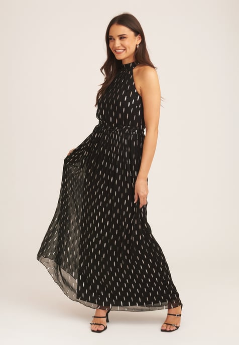 Jacquard maxi-jurk met halternek - Image 3