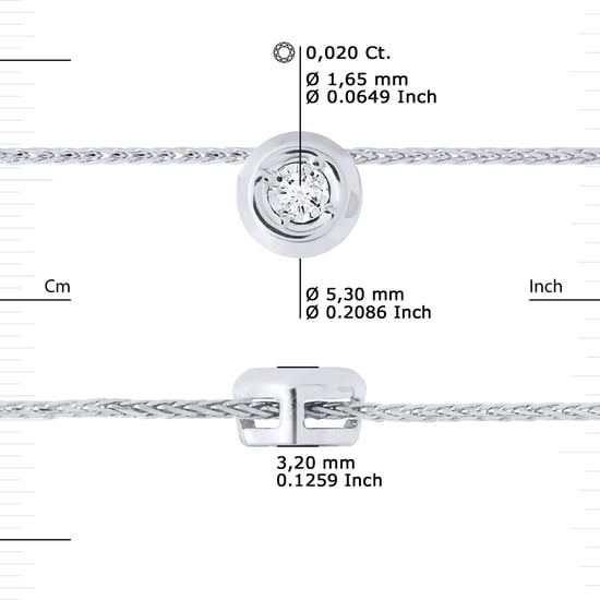 Necklace Diamond Solitaire 0,020 Cts Serti Illusion 0.50 Cts White Gold