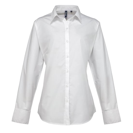 Premier Womens/Ladies Supreme Poplin Long-Sleeved Formal Shirt (White) - Image 1