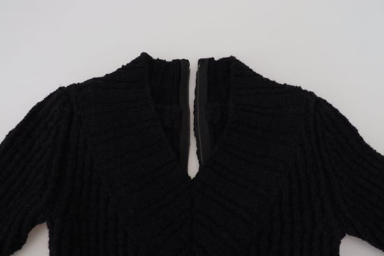 Dolce & Gabbana Black Wool Knitted Sheath Sweater Women's Dress - Image 5
