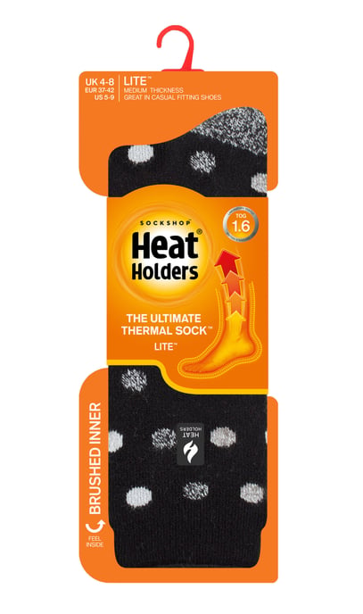 Heat Holders Lite - Womens Insulated Thermal Socks | Multiple Designs Including Argyle Stripes Hearts Stars | Warm Socks for Winter - Black/ White (Malaga) - Image 2