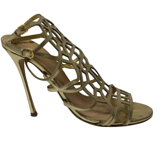 Sergio Rossi Puzzle Caged Sandals in Gold Leather - Image 1