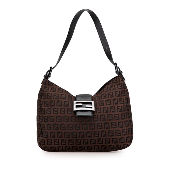 Vintage Fendi Zucchino Canvas Shoulder Bag Brown - Image 1