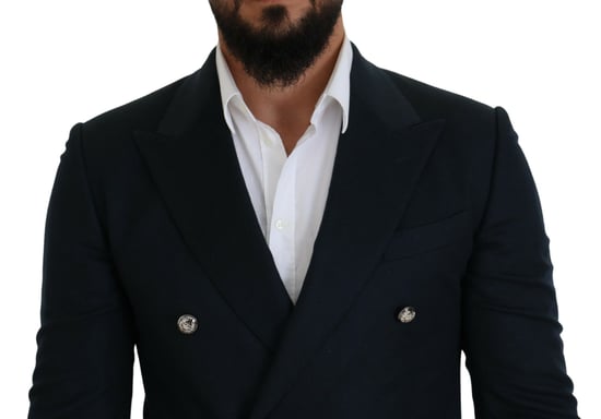 Dolce & Gabbana Men's Blue Double Breasted Formal Coat Blazer - Image 4