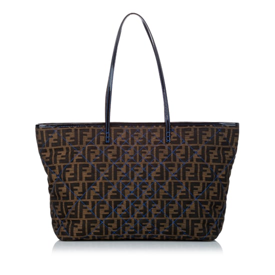 Vintage Fendi Zucca Roll Quilted Canvas Tote Bag Brown
