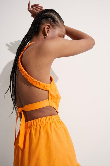 Cotton Cross Back Cut Out Mini Dress