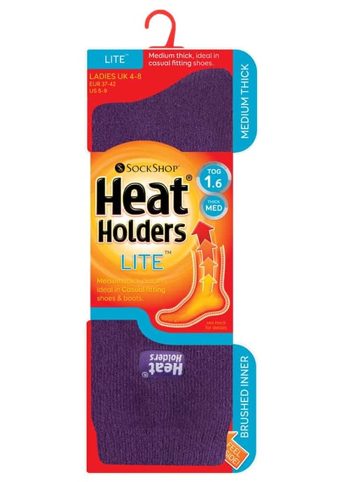 Heat Holders Lite - Tunna vintervärmestrumpor för damer i enfärgade färger - Lila - Image 2