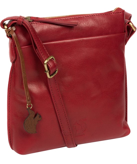 'Nikita' Chilli Pepper Leather Cross Body Bag