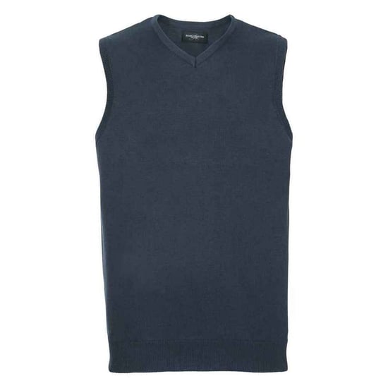Russell Collection Mens Knitted V Neck Sleeveless Sweatshirt (French Navy)