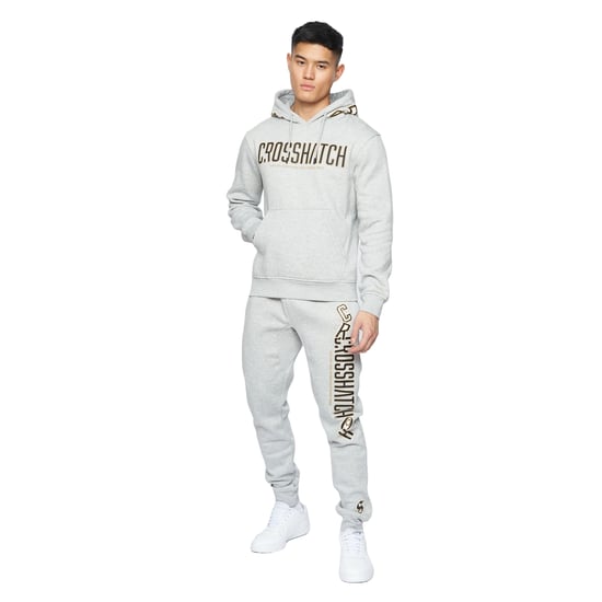 Crosshatch Mens Doddington Hoodie (Ljusgrå Marl) - Image 3