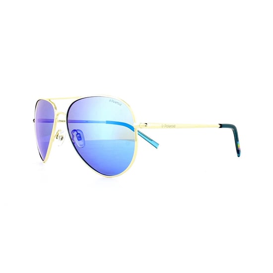 Polaroid Aviator Unisex Gold Grey Blue Mirror Polarized Sunglasses