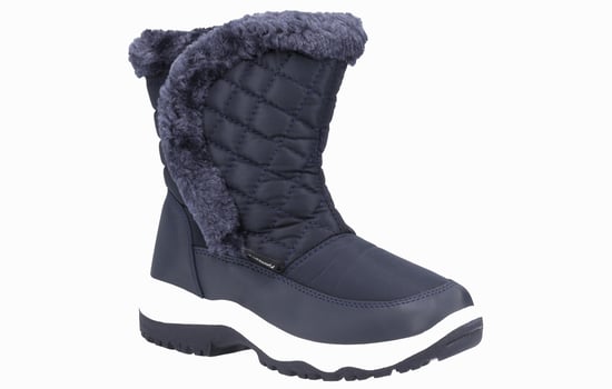 Cotswold Butterrow Textiel Dames Marineblauwe Winterlaarzen Halverwege De Kuit - Image 2