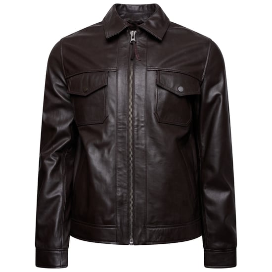 Barneys Originals Brown Leather Harrington