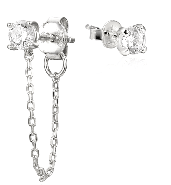 Gena.paris 'Stone' Dames 925 Sterling Zilveren Stud Oorbellen - Zilver GBO1531-W - Image 1