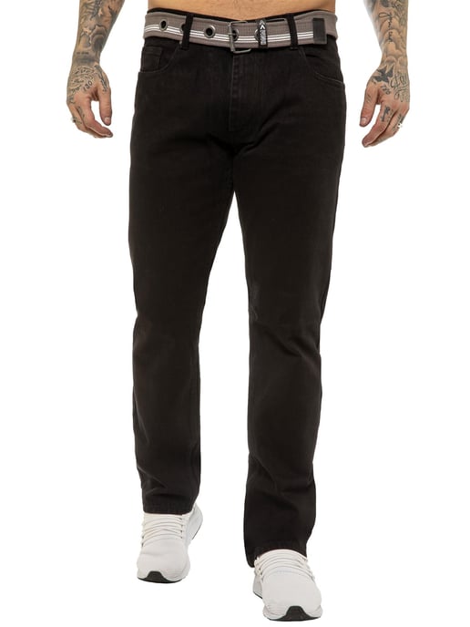 Enzo | Mens Designer Regular Fit Denim Jeans -Black