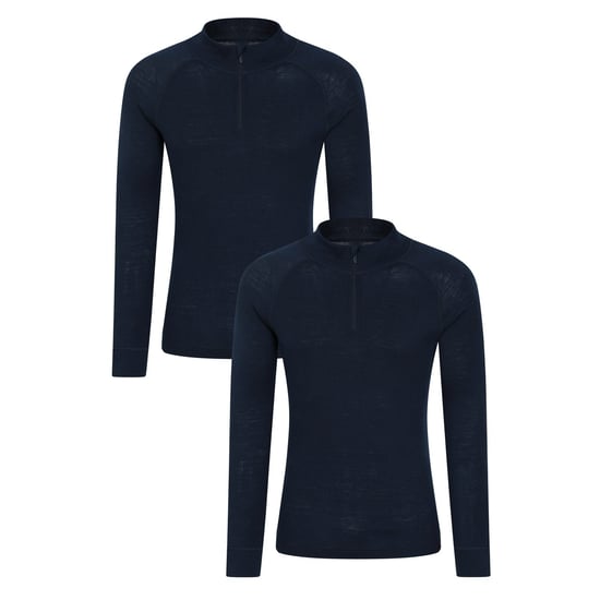 Mountain Warehouse Mens Merino Wool Base Layer Top (Pack of 2) (Navy)