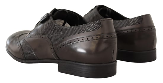 Dolce & Gabbana Brown Lizard Skin Leather Oxford Dress Men's Shoes - Image 3