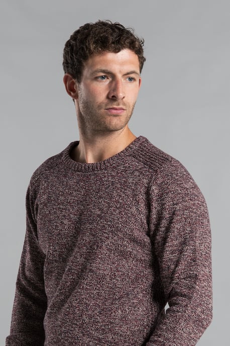 Wine Recycled Cotton Blend Crew Neck Twist Jumper