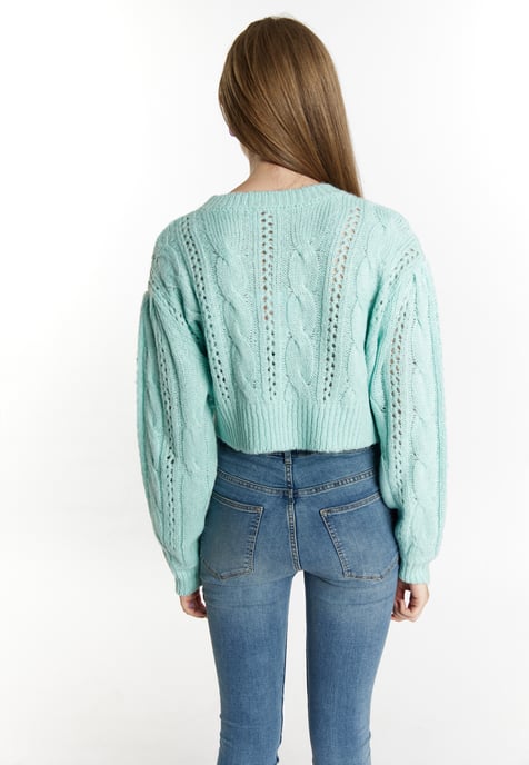 Mymo Gebreide cropped trui Dames aqua - Image 4