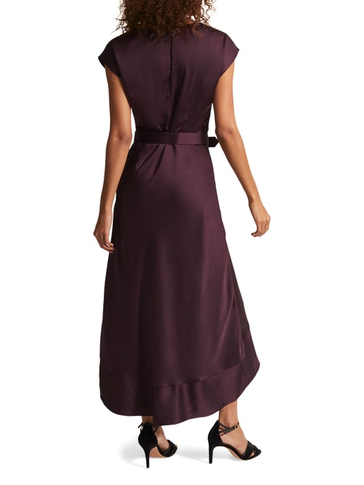 Sabrianna Burgundy Satin Midi Dress