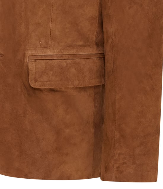 Mens Tan Slim Goat Suede Italian Blazer Jacket-Somero