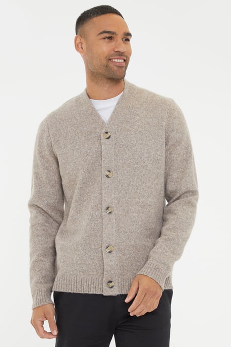 Taupe Knitted Button Up Cardigan