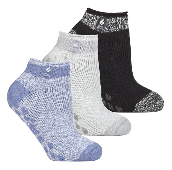 Heat Holders - 3 Pair Multipack Ladies Ankle Slipper Socks with Grippers - Pisa 1 - Image 1