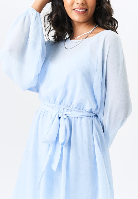 Long Sleeve Chiffon Foil Mini Dress - Image 2