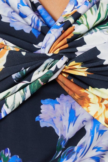Printed Twist Bardot Pencil Midi Dress