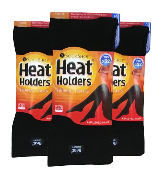 Heat Holders - 3 Pack Ladies Black Thermal Tights | Opaque Fleece Lined Tights for Winter - Black - Image 2