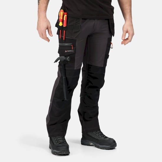 Regatta Mens Infiltrate Softshell Stretch Work Trousers (Iron/Black) - Image 3