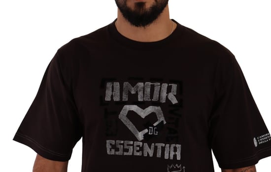 Dolce & Gabbana Elegant Burgundy L'Amore Crew Neck Men's Tee - Image 4