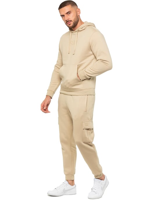Enzo | Mens Pullover Hoodie Tracksuit Set - Stone
