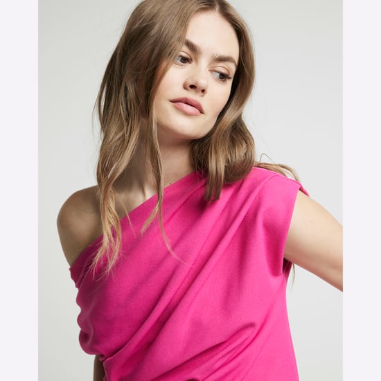 River Island Womens Drape Top Bright Pink Off Shoulder