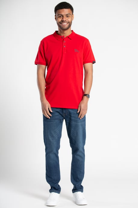 Red Cotton Short-Sleeve Polo Shirt